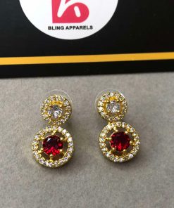 Red american diamond earrings