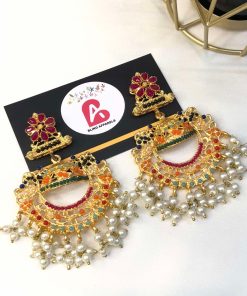 Nauratan earrings mehroon