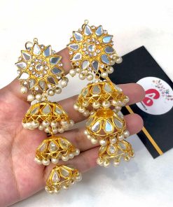 3 layered kundan earrings