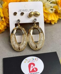 Oval earrings set