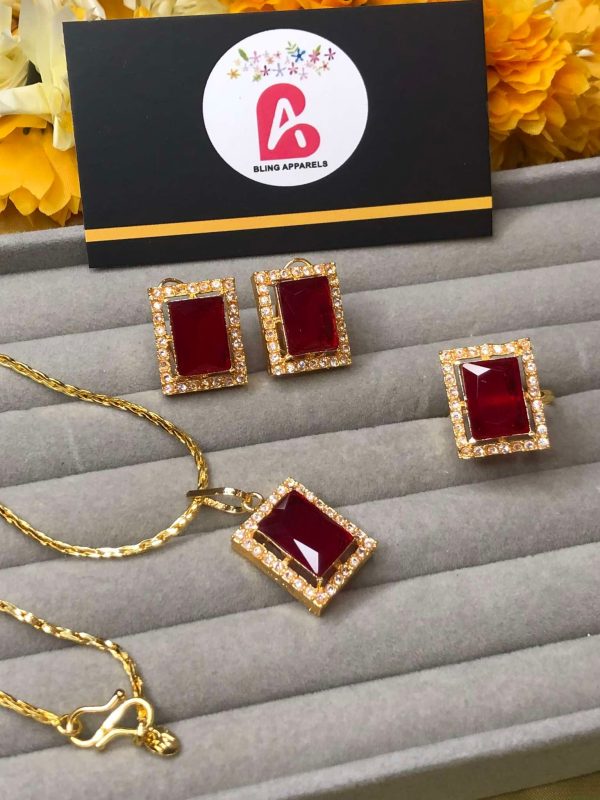 Red mala set with ring