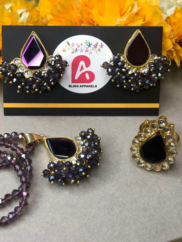 Purple mala set with ring