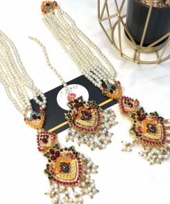 Nauratan earrings and bindya ruby with saharay