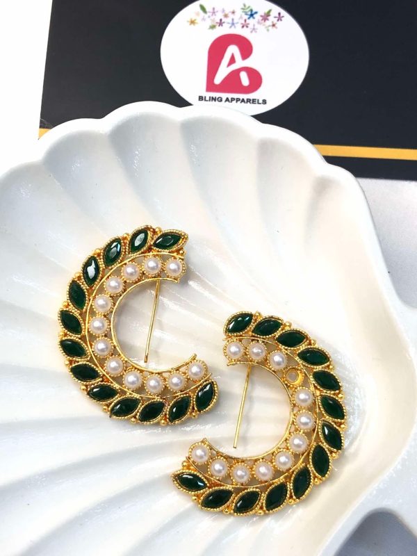 Cresent earrings green