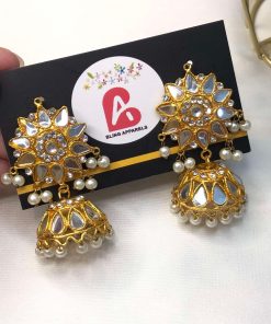Golden kundan jhumkas