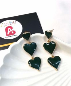 Green heart earrings