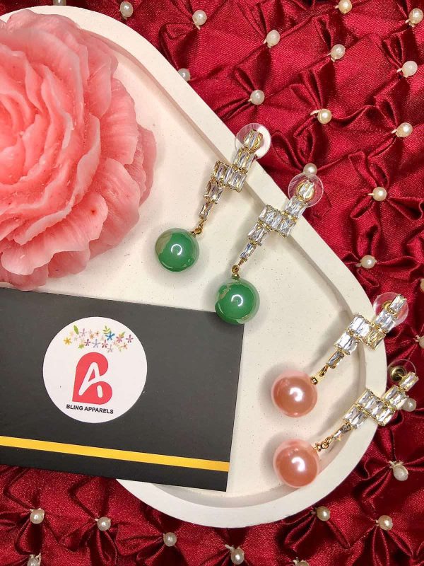 Zircone cut earrings green and pink