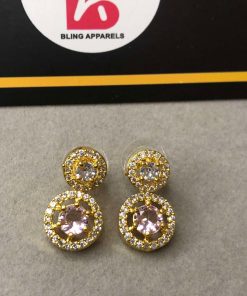 Pink american diamond earrings