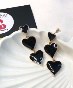 Black heart earrings
