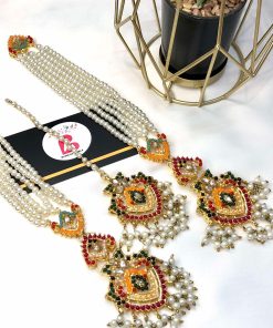 Nauratan earrings and bindya pearl with saharay