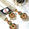 Nauratan earrings and bindya green with saharay