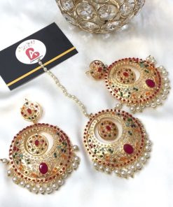 Nauratan earrings and bindya ruby