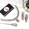 Zircone set silver and pink