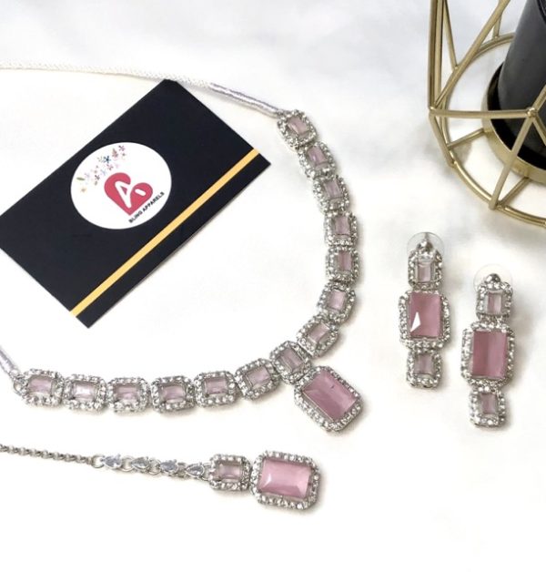 Zircone set silver and pink