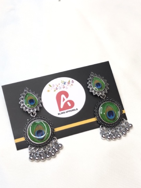 Peacock earrings afghani