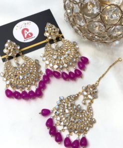 Kundan earrings and bindya ruby