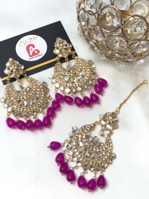 Kundan earrings and bindya ruby