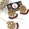 Kundan earrings and bindya mehroon
