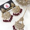 Kundan earrings and bindya mehroon