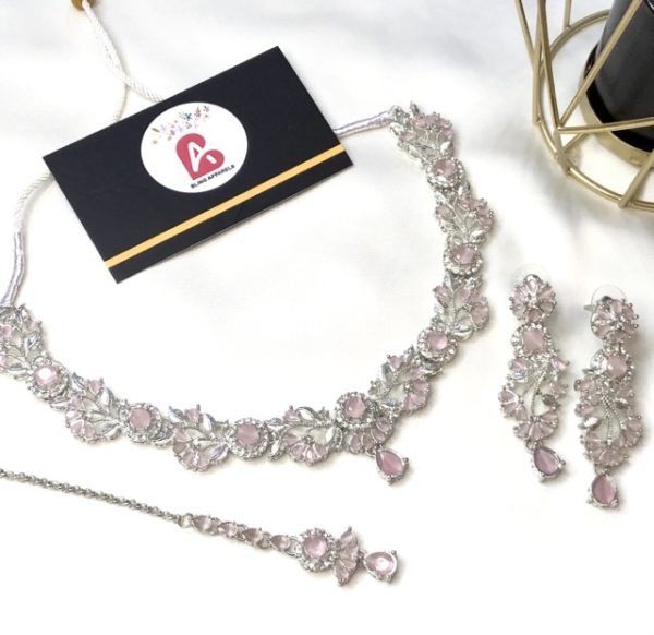 Zircone set silver and pink