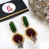 Crushed earrings green and red
