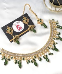 Kundan and Zircone set green