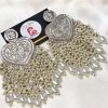 Afghani heart earrings silver