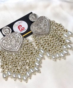 Afghani heart earrings silver