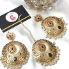Nauratan earrings and bindya green