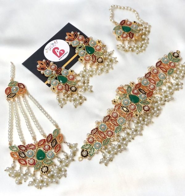 Nauratan set green with jhoomer