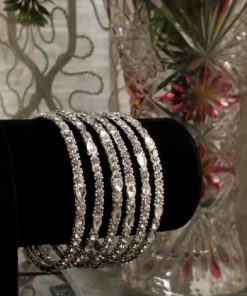 Kundan bangles white