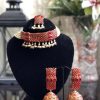 Kundan set red with jhumkas