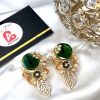 Green bee earrings