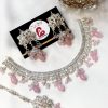 Kundan and zircone set pink and silver