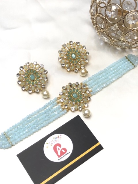Kundan set blue