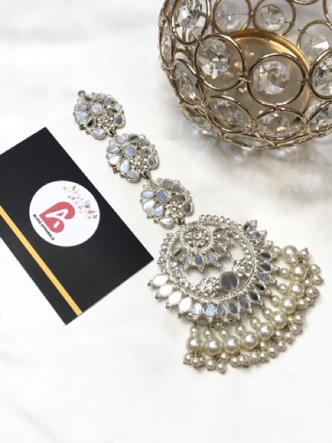 Kundan bindya silver