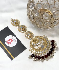 Kundan bindya mehroon