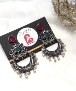 Antique earrings mehroon and green