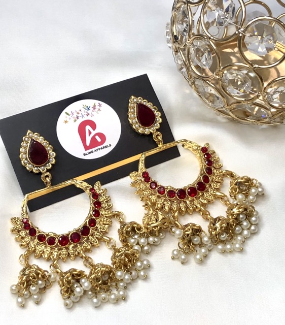Trendy earrings mehroon
