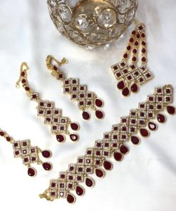 Embellished set mehroon