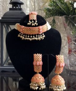 Kundan set pink with jhumkas