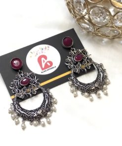 Antique earrings maroon