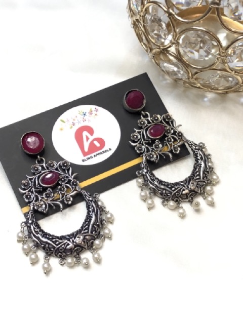 Antique earrings maroon