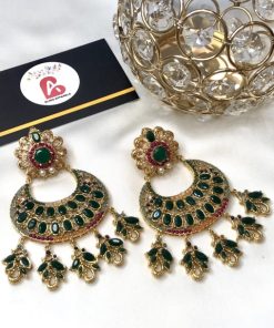 Kundan earrings green