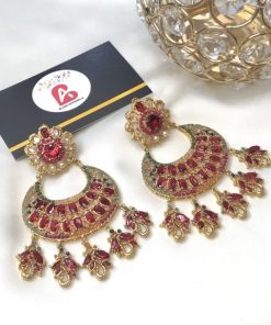 Kundan earrings ruby