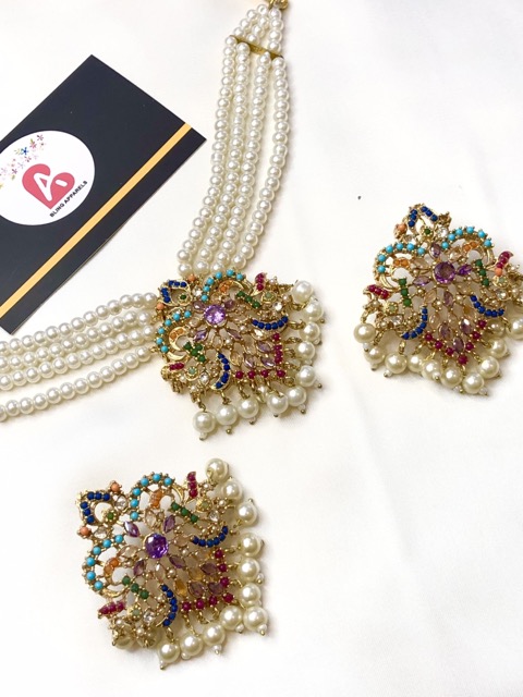 Nauratan Necklace Set (Purple)