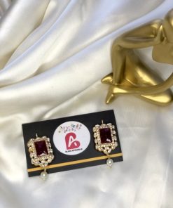 Embellished earrings mehroon