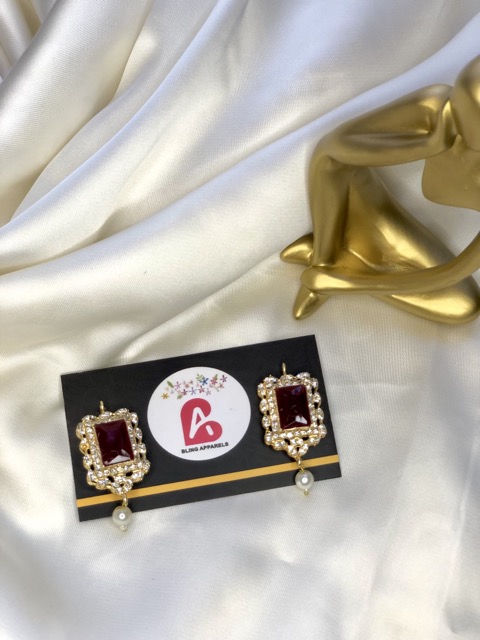 Embellished earrings mehroon
