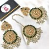 Nauratan earrings and bindya green