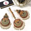 Nauratan earrings and bindya mint